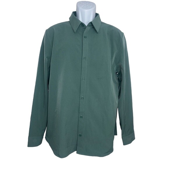 Lululemon Commission Shirt Teal Green Long Sleeve Button Up Stretch Men Large - Picture 2 of 12